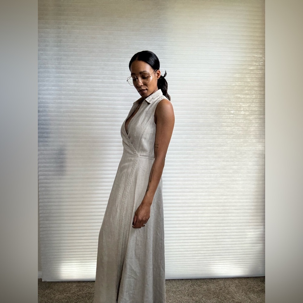 Emanuel Ungaro 100% Linen Maxi Wrap Dress - Picture 5 of 10
